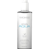 4 fl oz bottle of Simply Aqua fragrance-free water-based lubricant shown on a white background.