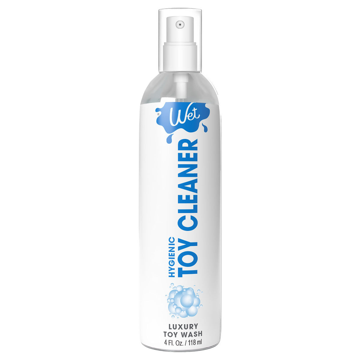 4 fl oz bottle of WET Hygienic Toy Cleaner shown on a white background.