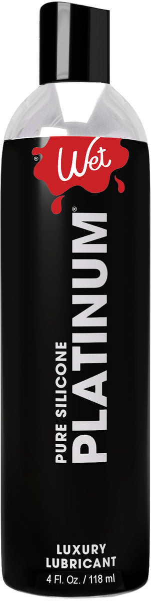 8 fl oz bottle of WET Platinum luxury silicone-based lubricant displayed on white background.