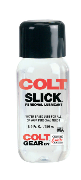 Bottle of COLT Slick Lube 8.9 fl oz on white background.