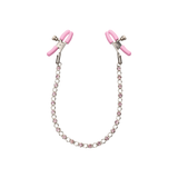 Pink crystal chain nipple clamps with adjustable tension and silicone padding