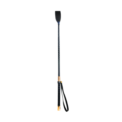 Black and rose gold 23.5" Please Crop with faux leather head and braided handle