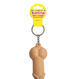 Six-pack of foam novelty key chains shaped like squishy penises on silver key-rings.