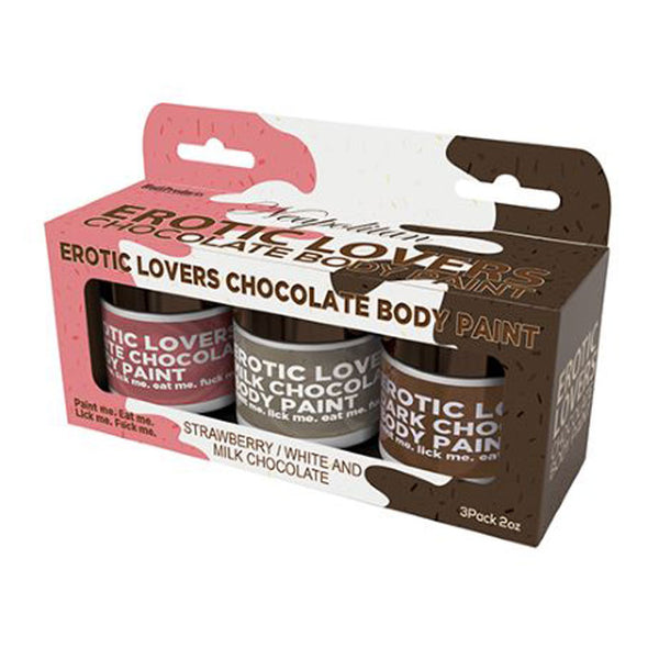 "Erotic Lovers Chocolate Body Paint - Neapolitan - White Chocolate, Milk Chocolate and Strawberry - (3 Pack) HTP3474"